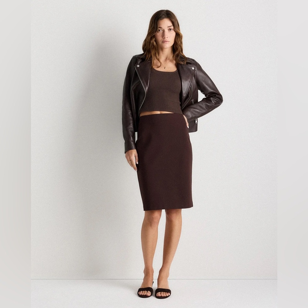 Vince Camuto dark chocolate brown ponte knit stretchy pencil skirt NWOT small